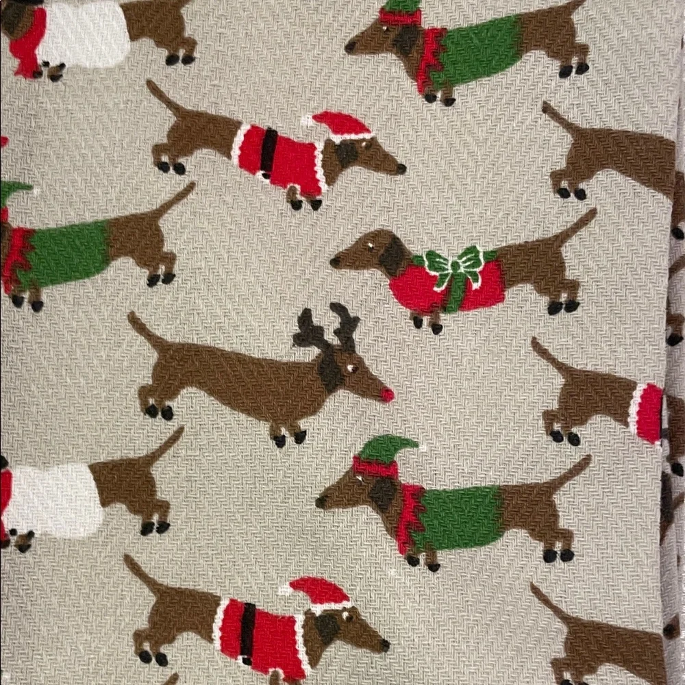 Cynthia Rowley Christmas Festive Dachshund Kitchen Towels set of two